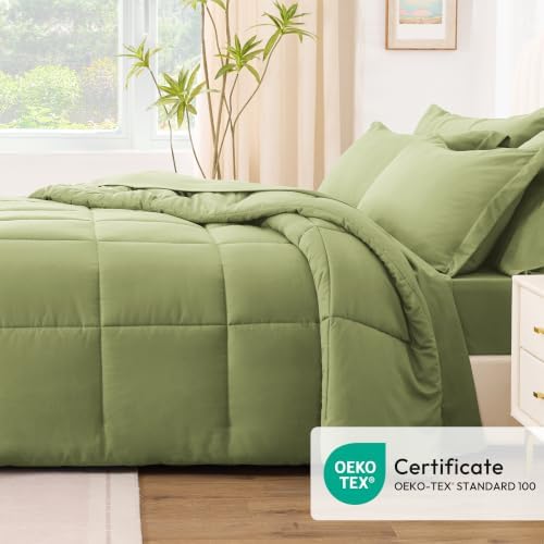 Love's cabin Plaid Full Comforter Set, Olive Green - Image 5