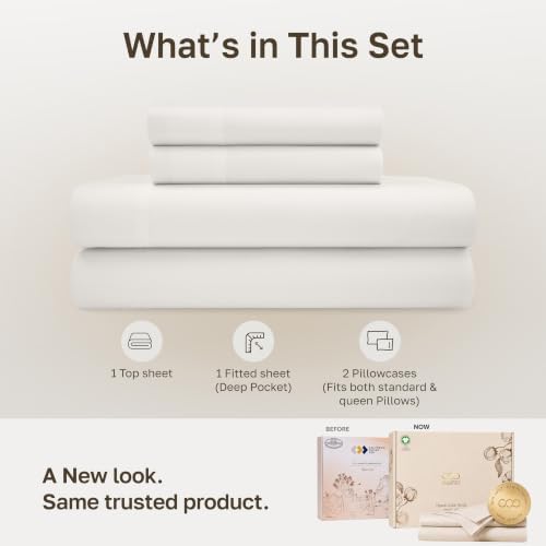 California Design Den 100% Organic Cotton Queen Sheet Set, True Ivory - Image 3