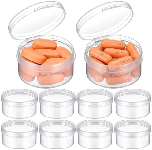HEALLILY 10pcs Small Pill Case Clear Round Plastic Storage Containers Pill Box by HEALLILY