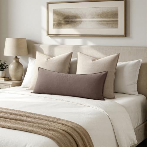MIULEE Decorative Linen Lumbar Pillow Cover 14x36 Inch Malt Ball - Image 3