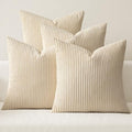 MIULEE Soft Corduroy Decorative Throw Pillow Covers Beige 18x18 by MIULEE