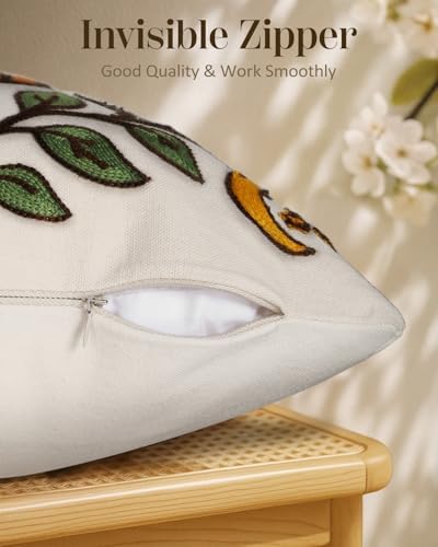 Embroidered Throw Pillow Cover 18x18 Inch, Sunflower Moon - Image 3