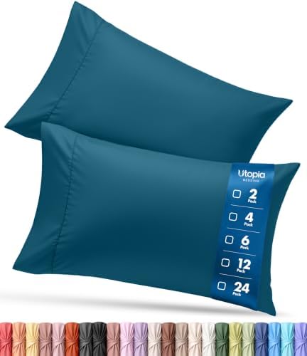 Pillow Cases Queen Set of 2, Ultra Soft Comfy Pillow Covers, Denim Blue by UTOPIABEDDING