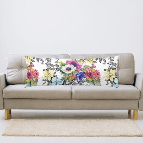 Chinoiserie Body Pillow Cover Flowers Long Pillow Case - Image 4