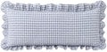 Gingham Lumbar Pillow Cover 36x14, Dusty Blue, Ruffle Trim, 1 Pack by Jilboo