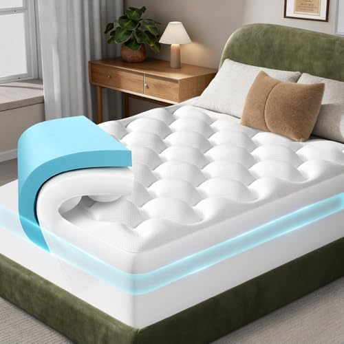 OhGeni Cooling 4 lnch Queen Size Dual Layer Mattress Topper, 2 Inch Gel Memory by OhGeni