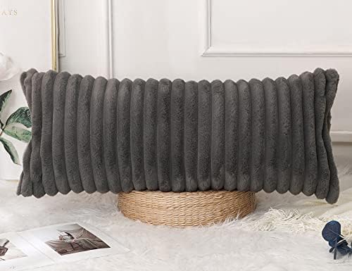 PANOD Faux Fur Decorative Lumbar Throw Pillow Covers 14 x 36, Plush Long Boho - Image 2