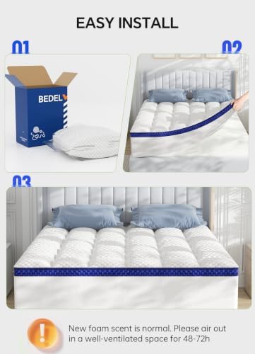 BEDELITE 3 Inch King Mattress Topper, Pillow Top Mattress Pad Bed Cover - Image 6