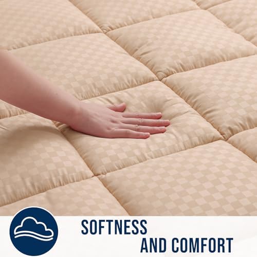 OLANLY Queen Quilted Fitted Mattress Pad, Down Alternative Fill - Image 3