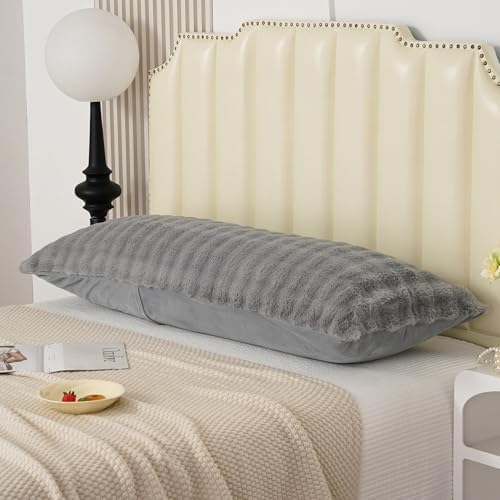 Fluffy Faux Fur Body Pillowcase, Luxury Bubble Waffle Carved Plush Long Size - Image 5