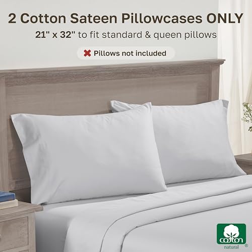 California Design Den 600 TC Set of 2 Pillowcase Queen Size, Light Silver - Image 3