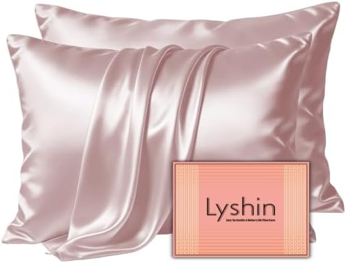 LYSHIN Pink Silk Pillowcases 2 Pack Standard Size by LYSHINSILKPILLOWCASES