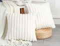 PANOD Set of 2 Faux Fur Decorative Throw Pillow Covers 18 x 18 White, Luxury by PANOD