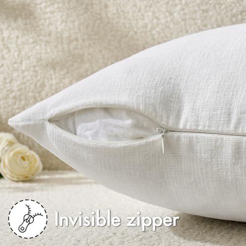 MIULEE White Chenille Couch Throw Pillow Covers - Image 3