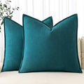 MIULEE Decorative Linen Pillow Covers 18x18 Inch Teal Blue by MIULEE