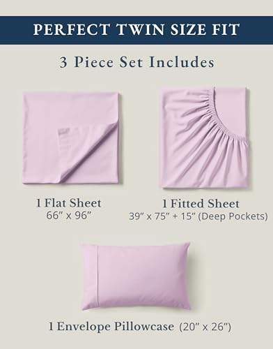LANE LINEN Twin Sheets 100% Organic Cotton 3pc Percale Soft - Image 4