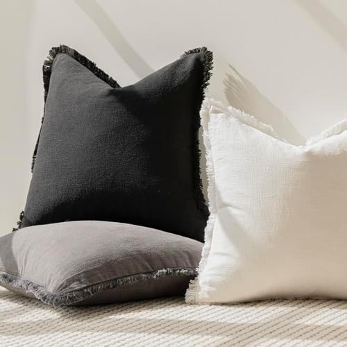 Foindtower Decorative Linen Fringe Throw Pillow Covers 16×16 Inch - Image 5