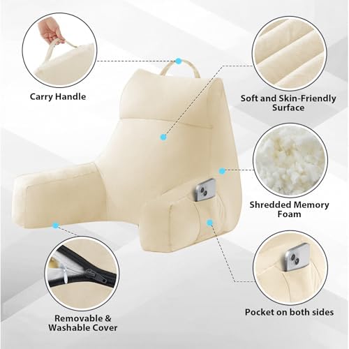 IPYNBAP Back Pillow for Bed Sitting up, Reading Pillow, 20 Inch - Image 3