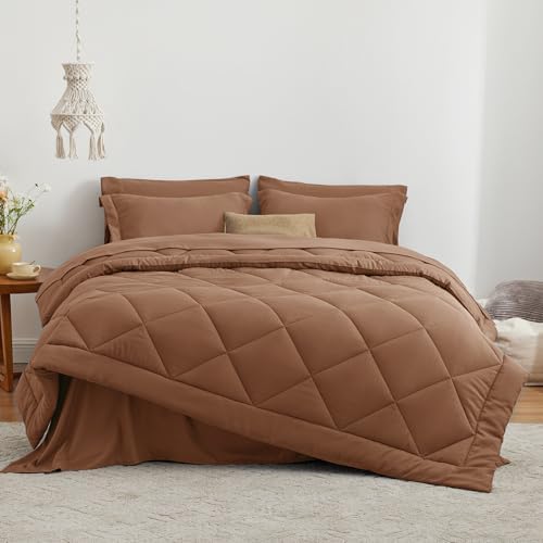 Love's cabin California King Comforter Set Mocha Mousse, 7 Pieces California - Image 2