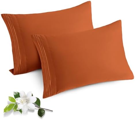 Horbaunal Microfiber Pillowcases Standard Size, Burnt Orange, 2 Pack by Horbaunal