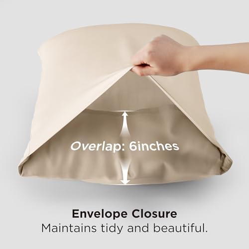 Bedsure Beige Pillow Cases Queen Set of 2, 100% Rayon Derived from Bamboo - Image 5