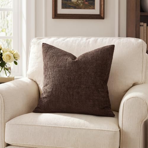 MIULEE Fall Couch Pillow Covers Textured Chenille 20x20 Beaver Fur - Image 7