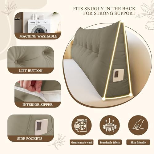 DANGHOOGY Headboard Pillow King, Large Triangular Wedge Headboard Pillow - Image 5