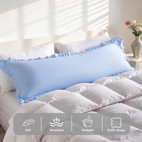 Ruffled Body Pillow Shams, 1 Pack, 20x54 Inches, Sky Blue - Image 2
