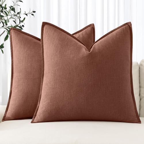 MIULEE Decorative Linen Pillow Covers 18x18 Inch Autumn Glaze by MIULEE