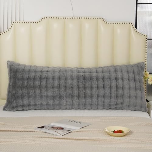 Fluffy Faux Fur Body Pillowcase, Luxury Bubble Waffle Carved Plush Long Size - Image 2