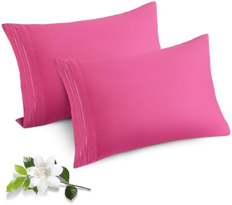 Horbaunal Microfiber Pillowcases Standard Size, Hot Pink, 2 Pack by Horbaunal