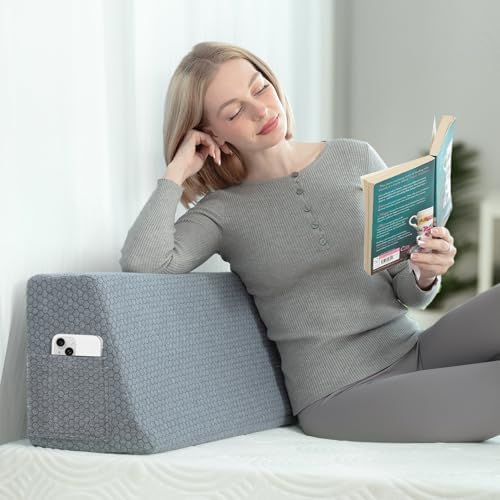 Wedge Bolster Pillow Reading & Gaming Pillow Headboard Wedge Pillow by Cherryarn