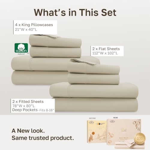 California Design Den 2-Pack 100% Cotton Sateen King Size Bed Sheets Set - Image 3