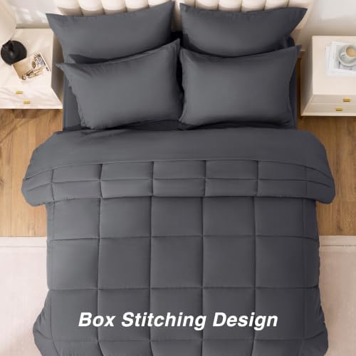 Love's cabin King Size Comforter Set Soot Grey, 7 Pieces King Bed in a Bag - Image 6