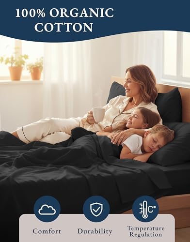 LANE LINEN Full Sheet Set 100% Organic Cotton Soft 4pc Percale - Image 6