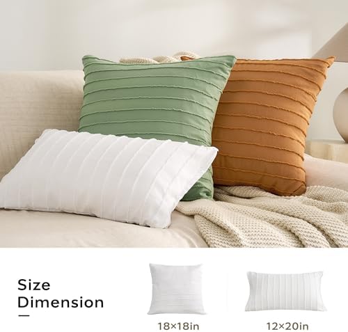 JELLYMONI White Striped Tufted Pillowcases 18"x 18" - Image 5