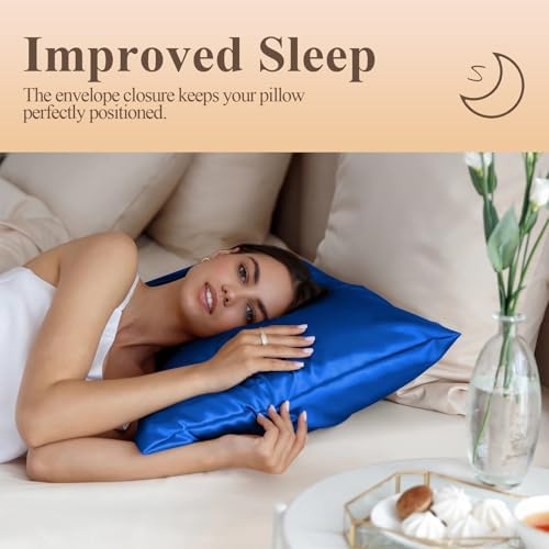 Silk Like Satin Pillowcase Queen Size, Royal Blue, 2 Pack, 20x30 Inches - Image 5