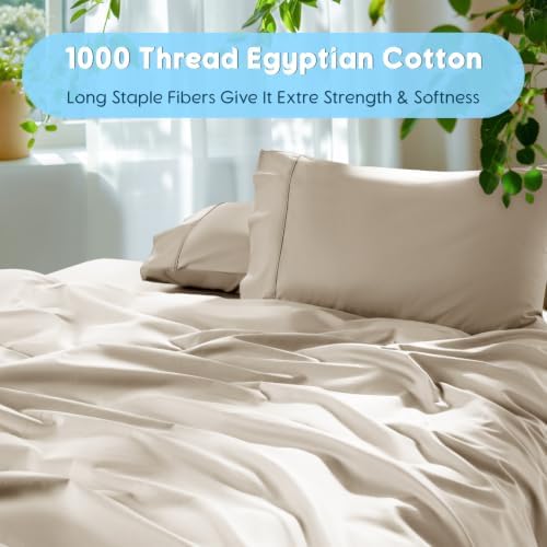 SONORO KATE 1000 Series 100% Egyptian Cotton Queen Sheets, Extra Deep Pocket - Image 3