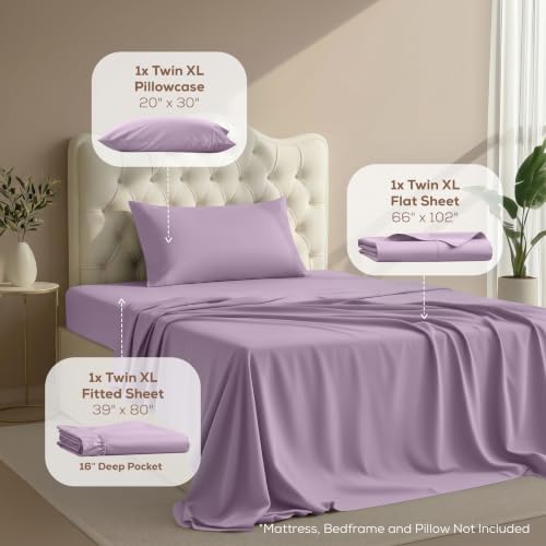 Twin XL Sheets Set, 3 Pieces 16" Deep Pocket Hotel Luxury Sheets - Image 2