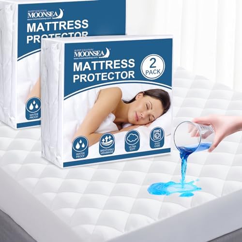 Twin XL Mattress Protector Pad 2 Pack Quilted Waterproof by Moonsea