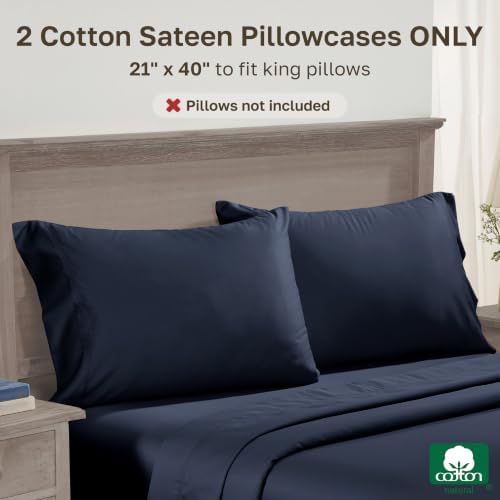 California Design Den 600 TC Set of 2 Pillow Cases King, Midnight Blue - Image 3