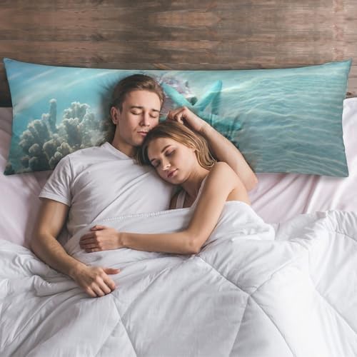 Nautical Coastal Body Pillow Cover Blue Pillowcase - Image 6