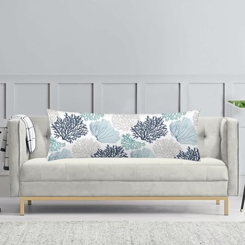Beach Theme Body Pillow Cover, Nautical Blue Coral Ocean Marine Coastal - Image 4