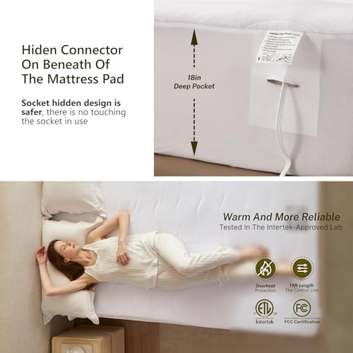Heated Quilted Wave Mattress Pad, King Size Dual Control, Soft Bed Warmer - Image 4