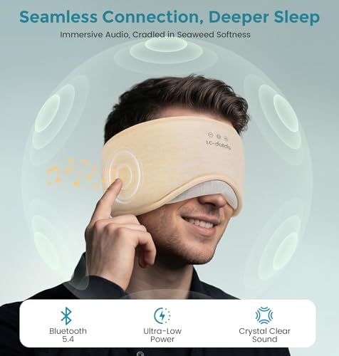 LC-dolida Sleep Masks with Bluetooth Headphones, Soft Seaweed Fiber Cotton - Image 5