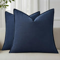 decorUhome Fall Navy Blue Linen Throw Pillow Covers 18x18 Set of 2 by decorUhome
