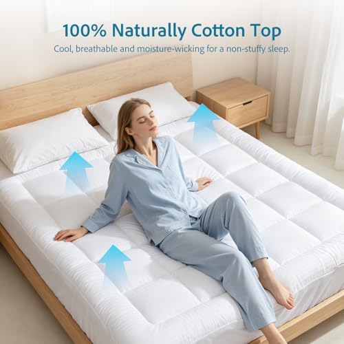 Mattress Topper King Size, Ultra Soft Cotton Pillow Top Mattress Pad - Image 3