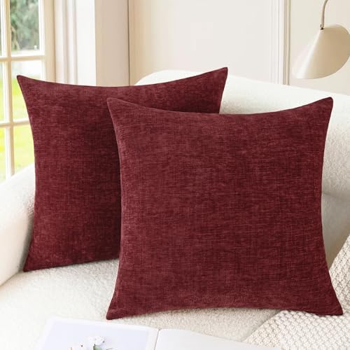 CaliTime Decorative Couch Throw Pillow Covers 16 X 16 Inches Burgundy by CaliTime
