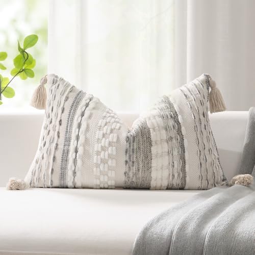 Kevin Textile Boho Tufted 14x20 Inch Lumbar Pillow Cover 1 Pack by KevinTextile