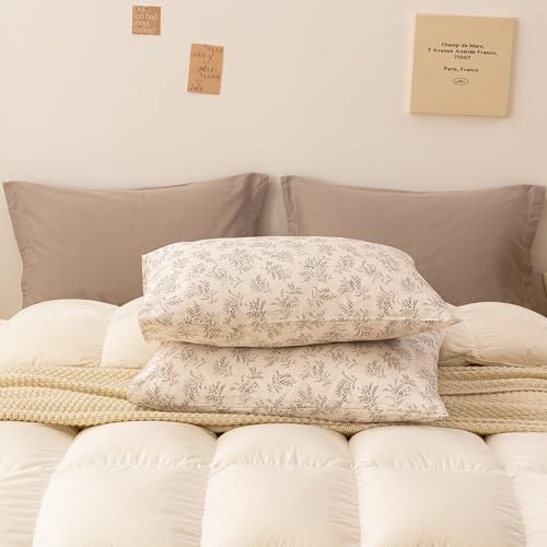 ECOCOTT Floral Botanical Pillowcases Queen Size 2 Pack, 100% Washed Cotton - Image 7